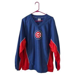 Chicago Cubs MLB Genuine Merchandise Pullover V-Neck Jacket Size L Blue Red Logo